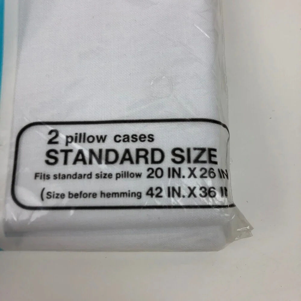 NEW Sealed VTG Standard Pillowcase Set Pair JC Penney NOS Plain White 50 Muslin